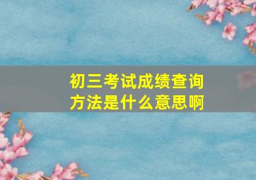 初三考试成绩查询方法是什么意思啊