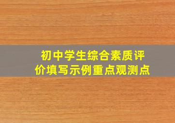 初中学生综合素质评价填写示例重点观测点