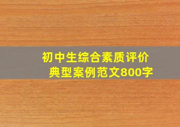 初中生综合素质评价典型案例范文800字