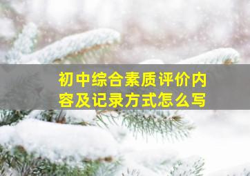 初中综合素质评价内容及记录方式怎么写