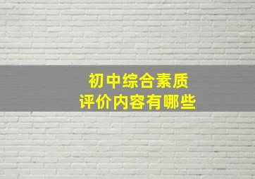 初中综合素质评价内容有哪些