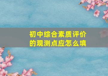 初中综合素质评价的观测点应怎么填