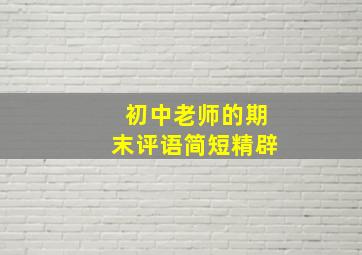 初中老师的期末评语简短精辟