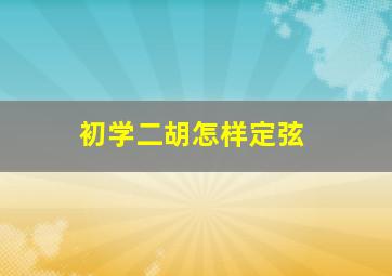 初学二胡怎样定弦