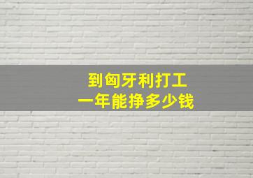 到匈牙利打工一年能挣多少钱