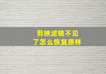 剪映滤镜不见了怎么恢复原样