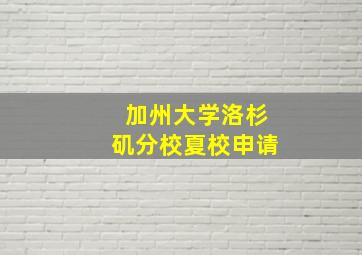 加州大学洛杉矶分校夏校申请