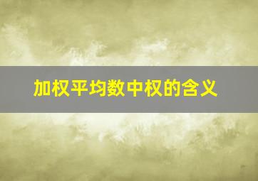 加权平均数中权的含义