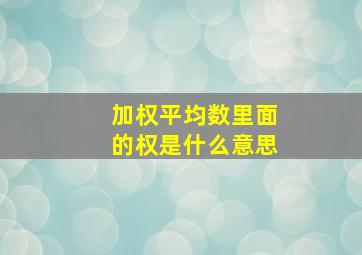 加权平均数里面的权是什么意思