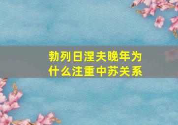 勃列日涅夫晚年为什么注重中苏关系