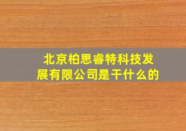 北京柏思睿特科技发展有限公司是干什么的