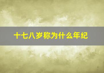 十七八岁称为什么年纪