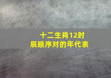 十二生肖12时辰顺序对的年代表