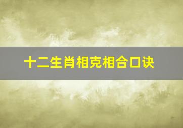 十二生肖相克相合口诀