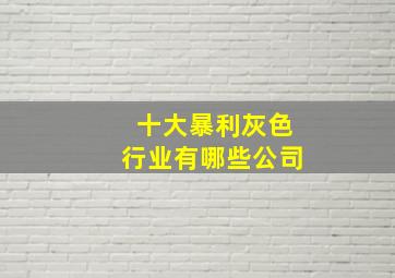 十大暴利灰色行业有哪些公司