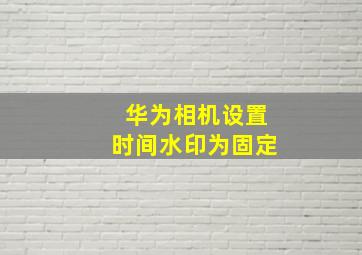 华为相机设置时间水印为固定