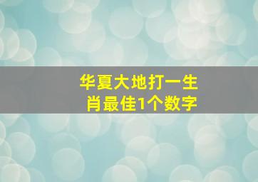 华夏大地打一生肖最佳1个数字