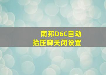 南邦D6C自动抬压脚关闭设置