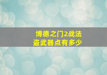 博德之门2战法盗武器点有多少