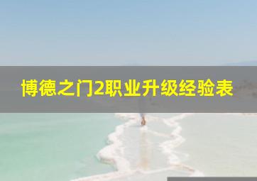 博德之门2职业升级经验表