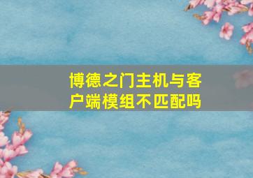 博德之门主机与客户端模组不匹配吗