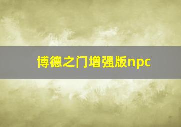 博德之门增强版npc