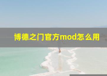 博德之门官方mod怎么用