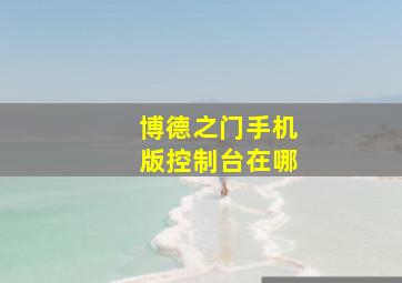 博德之门手机版控制台在哪