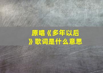 原唱《多年以后》歌词是什么意思