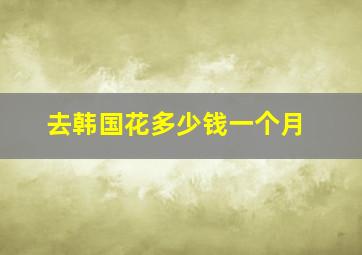 去韩国花多少钱一个月