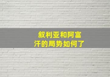 叙利亚和阿富汗的局势如何了