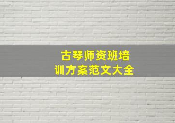 古琴师资班培训方案范文大全