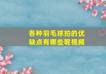 各种羽毛球拍的优缺点有哪些呢视频