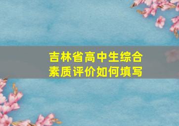 吉林省高中生综合素质评价如何填写