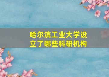 哈尔滨工业大学设立了哪些科研机构