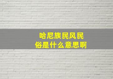 哈尼族民风民俗是什么意思啊