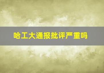 哈工大通报批评严重吗