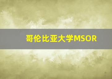 哥伦比亚大学MSOR