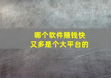 哪个软件赚钱快又多是个大平台的