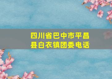 四川省巴中市平昌县白衣镇团委电话