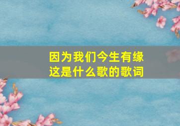 因为我们今生有缘这是什么歌的歌词