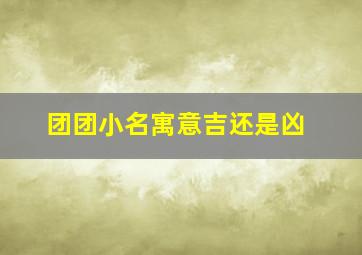 团团小名寓意吉还是凶