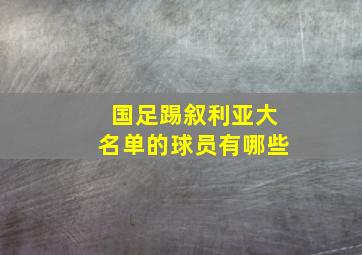 国足踢叙利亚大名单的球员有哪些