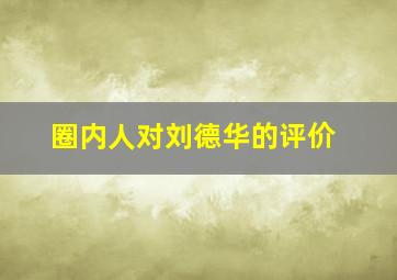 圈内人对刘德华的评价