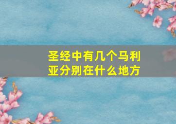 圣经中有几个马利亚分别在什么地方