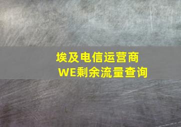 埃及电信运营商WE剩余流量查询