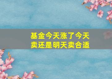 基金今天涨了今天卖还是明天卖合适