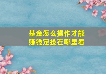 基金怎么操作才能赚钱定投在哪里看