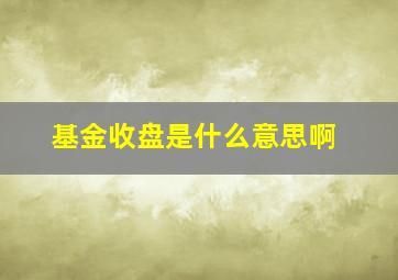 基金收盘是什么意思啊