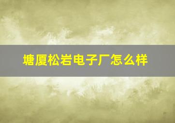 塘厦松岩电子厂怎么样